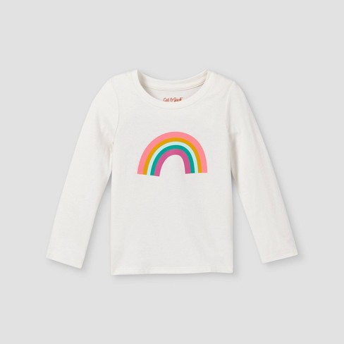 Toddler Girls' Rainbow Long Sleeve Graphic T-Shirt - Cat & Jack™ Cream - image 1 of 2