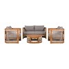 4-Piece Outdoor Patio Conversation Set, Acacia Wood Outdoor Balcony Furniture with Round Coffee Table and Rope Accents Chairs – Cuddlewood - 3 of 4