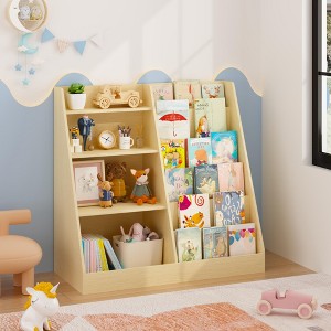 4-Tier Kids Bookshelf with Shelves and Toy Storage Bin - Tipover ...