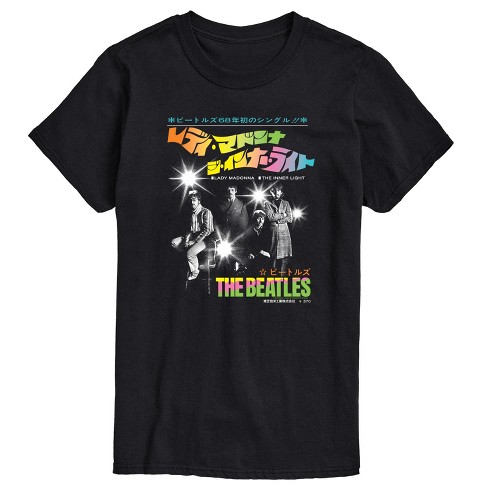 Beatles Lady Madonna The Inner Light Japanese Short Sleeve Graphic T Shirt Black LG Big and Tall