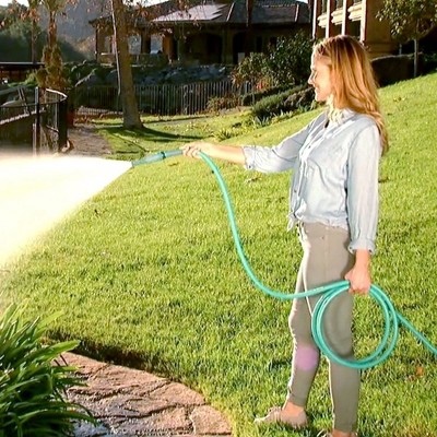 BERNINI  50&#39; No-Kink Lite Chroma Outdoor Metal Garden Hose - Turquoise Blue_4