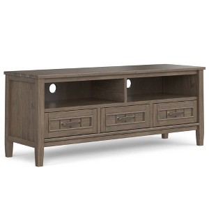 Rowan Low TV Stand for TVs up to 60" Smoky Brown - Wyndenhall: Solid Wood Media Console with Storage - 1 of 4