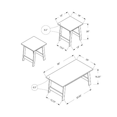 Cappuccino Laminate 3-Piece Coffee and End Table Set