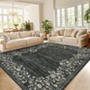 Vintage Area Rugs,Washable Bordered Floral Print Accent Carpet with Non-Slip Backing,Oriental Distressed Indoor Mat for Living Room, Kitchen, Bedroom - 4 of 4