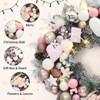 TackView 24" Christmas Wreath for Front Door, Artificial Christmas Wreath with Ornaments, Xmas Decor for Fireplace, Pink - 2 of 4