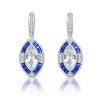 Guili Sterling Silver White Gold Plated Oval Sapphire Blue Cubic Zirconia Leverback Earrings, a Breathtaking Emblem of Sheer Elegance - 4 of 4