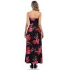 Women Strapless Floral Print Bohemian Boho Maxi Dress Casual Off Shoulder Beach Party Dress with Pockets - 4 of 4