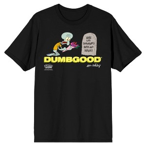Spongebob Squarepants Squidward Tombstone Crew Neck Short Sleeve Black T-shirt - 1 of 3
