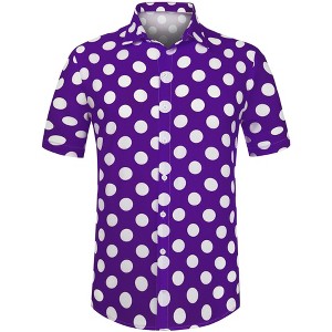 Lars Amadeus Men's Summer Polka Dots Button Down Short Sleeves Hawaiian Shirts - 1 of 4