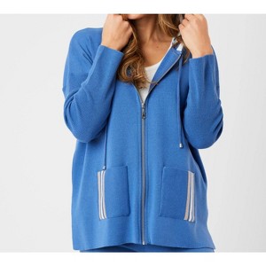 Women's Stripe Detail Zip Up Hoodie - Angel Apparel - 1 of 4