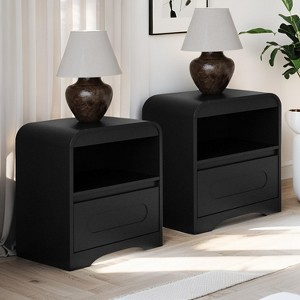 SOLACE FURNITURE Nightstand Set of 2,  Nightstand with Drawer Storage and Open Compartment for Bedroom Sofa Office - 1 of 4