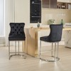Set of 2 Bar Stool Counter Height Bar Stool Dining Chair Pub Stool with Button Back&Rivet Trim, Chromed Metal Base Legs, Velvet Upholstered-ModernLuxe - 2 of 4