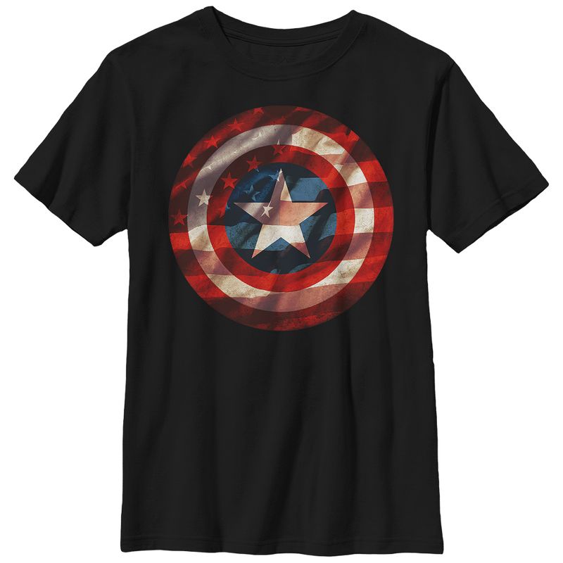 Boy's Marvel Captain America Shield Flag T-Shirt, 1 of 5