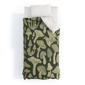 Deny Designs Twin/ Twin Extra Long Avenie Mushroom In Black Forest Comforter and Pillow Sham Green - 1 of 4