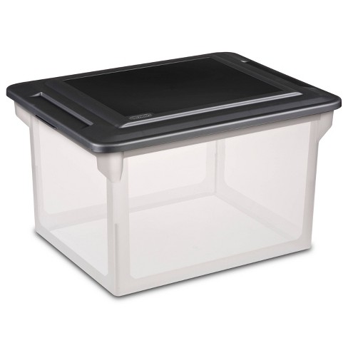 Slim Rolling Storage Bins Clear Cabinet Compartment Organizer White Black  Handle