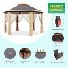 Sturdy Gray 13' x 13' Gazebo, Hexagonal Canopy Shelter with Mesh Screen, Steel Frame for Patio, Backyard, Weddings - 3 of 4
