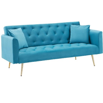 NicBex 71 Inch Velvet Convertible Love Seat Sofa with 2 Throw Pillows for Living Room,Bedroom,Office,Apartment