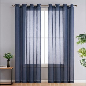 HLC.ME Sierra Burlap Flax Linen Privacy Sheer Light Filtering Window Grommet Curtains Panels, Set of 2 - 1 of 4