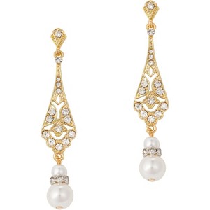 1920s Vintage Wedding Pearl Dangle Drop Earrings Art Deco Gatsby Earrings - 1 of 4