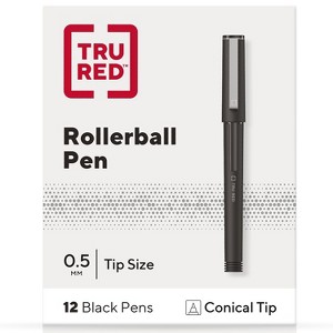 TRU RED Rollerball Pens Fine Point Black Dozen/Pack TR57321 - 1 of 4