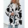 Coolmee Women's Long Sleeve Casual Zip Collar Cow Print Fleece Jacket Tops - 4 of 4