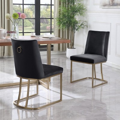 Coolbibila Dining Chairs Set Of 2,Mid Century Modern Velvet Upolstered Side Chairs,Armless Upholstered Dining Chair With Metal Legs