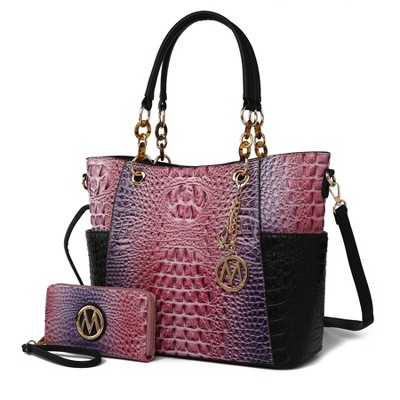 MKF Collection Bonita Crocodile Embossed Tote handbag with Wallet by Mia K