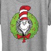 Women's The Cat in the Hat Cat Wreath Short Sleeve Graphic T-Shirt - Heather Grey - 1X - 2 of 4
