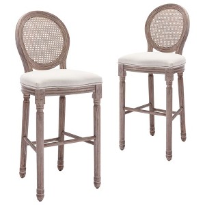 vidaXL Bar Stools 2 pcs White Linen - 1 of 4