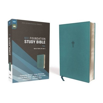 Niv, Foundation Study Bible, Leathersoft, Teal, Red Letter - by  Zondervan (Leather Bound)