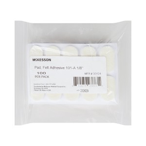 McKesson Pedi-Pad White Protective Pad Size 101-A 1/8 Inch Thick Adhesive for the Foot 30124, 100 Ct - 1 of 3