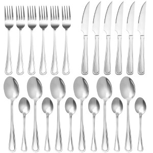 24-Piece Silverware Set, Stainless Steel Flatware Set Service for 6, Tableware Cutlery Set for Home Restaurant Party - 1 of 4