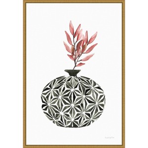 16" x 23" Geometric Vases IV by Mercedes Lopez Charro Framed Wall Canvas - Amanti Art: Modern Botanical Lithograph, Gold Frame - 1 of 4