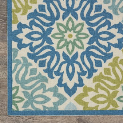 Blue Floral Synthetic 10' x 14' Rectangular Area Rug