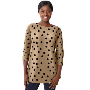 Jessica London Women's Plus Size Stretch Cotton Boatneck Tunic - 1 of 4