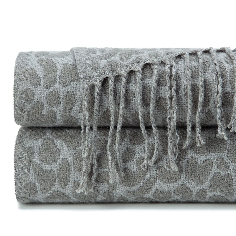 Chanasya Leopard Acrylic Throw Blanket With Tassels, 3 of 7