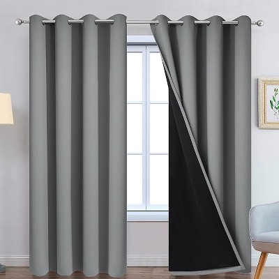Yakamok Room Darkening Thermal Insulated Blackout Curtains for Bedroom (52Wx90L,Grey 2 Panels)