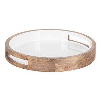Kate and Laurel Ehrens Tray, 15" Diameter, Natural and White