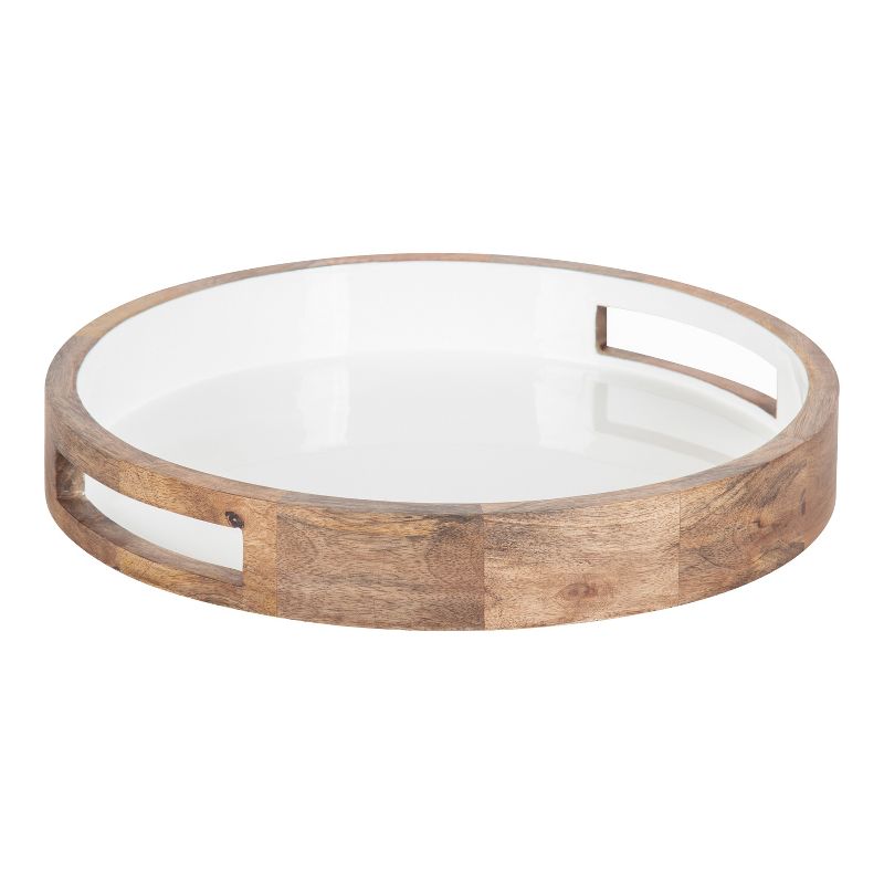 Kate and Laurel Ehrens Tray, 15" Diameter, Natural and White, 1 of 10