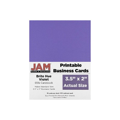 JAM Paper Printable Business Cards 3 1/2 x 2 Violet Purple 100/Pack (22128337)