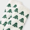 Women's Evergreen Trees Christmas Double Lined Cozy Crew Socks - Auden™ Ivory/Green 4-10 - 3 of 3