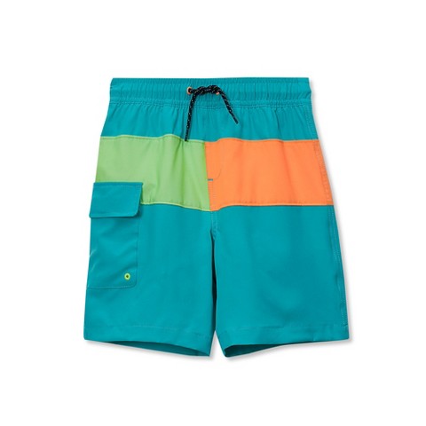 Lands' End Kids Chlorine Resistant Colorblock Hydroliner Board Swim Trunks - X-Large - Red/White/Blue Colorblock