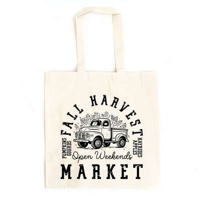 City Creek Prints Fall Harvest Market Canvas Tote Bag - 15x16 - Natural