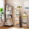 KTMBDW Wood Rotating Bookshelf on Wheels, 360° Spinning Book Shelf Tower with Drawer for Small Spaces, Corner, White - 3 of 4