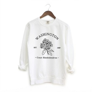Simply Sage Market Women's  Garment Dyed Graphic Sweatshirt Embroidered Washington Coast Flower - 1 of 4