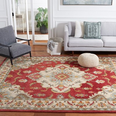 Antiquity Red and Grey 6' x 9' Hand-Tufted Wool Area Rug