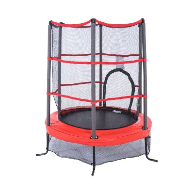 Propel Trampolines 55 Inch Preschool Trampoline w/ Zippered Entrance and Sturdy Enclosure, Suitable for Indoors and Outdoors, Red, Up to 100 Pounds