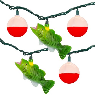 Northlight 10 Count Bass and Bobber Novelty String Lights, White Wire