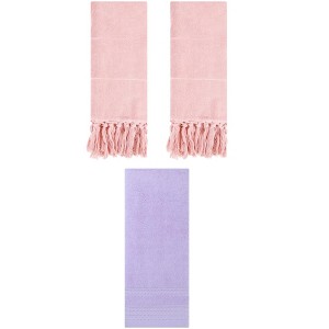 REGALWOVEN 3 Packs Striped and Tassels Hand Towels for Bathroom 14" x 30" - 1 of 4