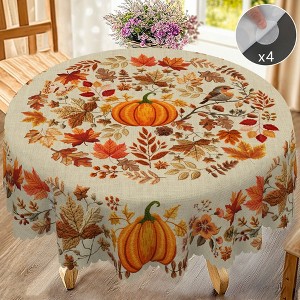 CHIC CRATE Fall Tablecloth Autumn Leaves Fall Printed Wrinkle Resistant Tablecloth, Holiday Table Cover Home Decor - 1 of 4